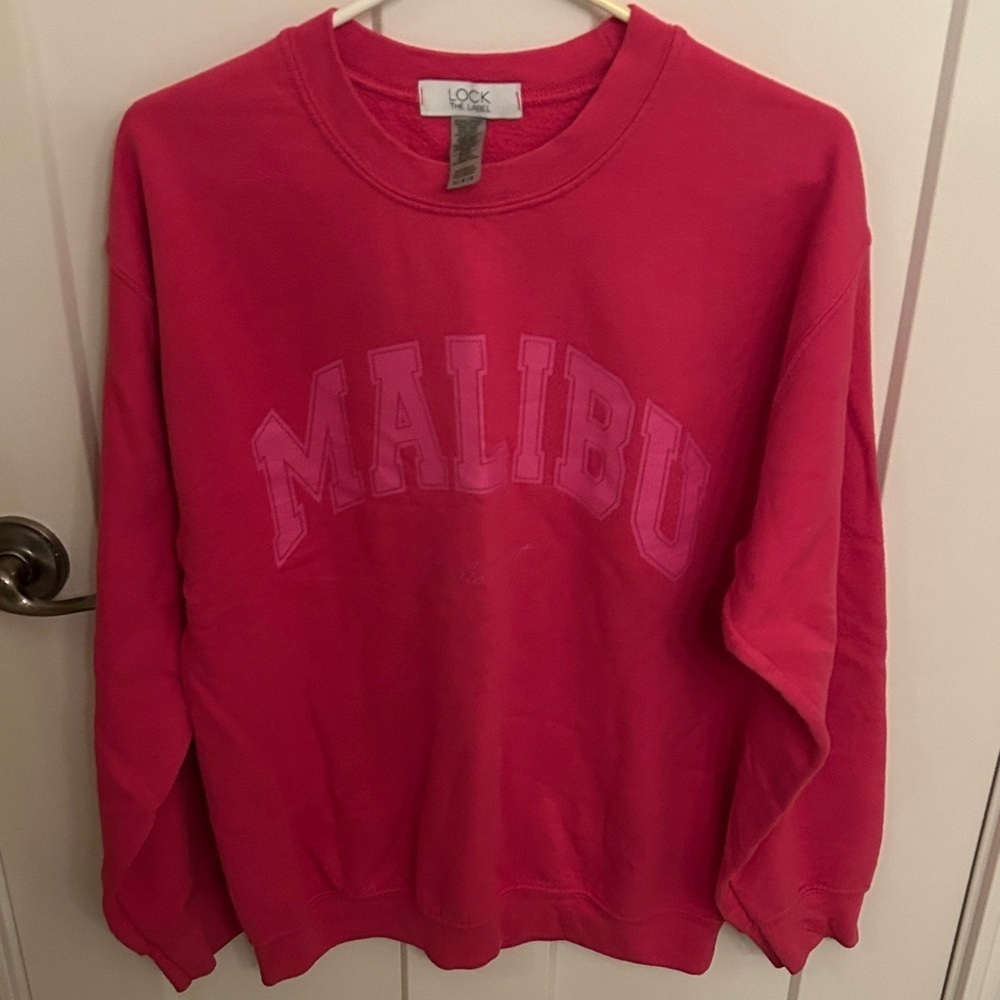 Women's Pink Malibu Hot Pink Crewneck Sweatshirt, size M